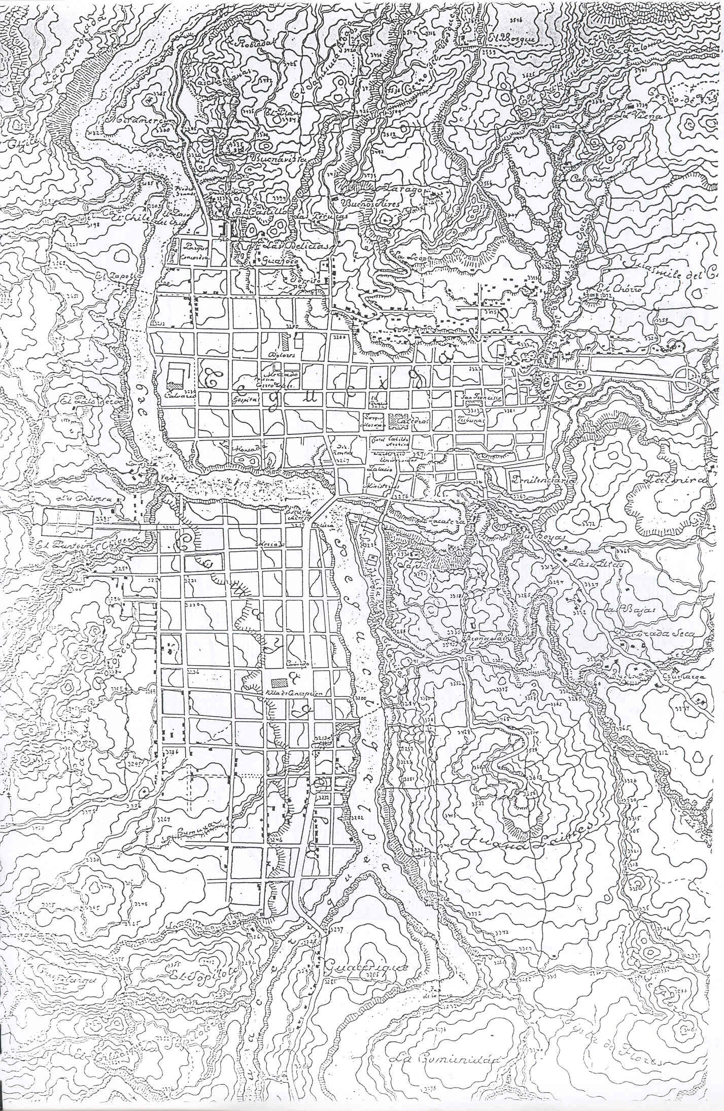 Tegucigalpa y Comayagüela, 1899. Fuente: Calix (2008).